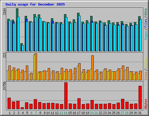 Daily usage for December 2025
