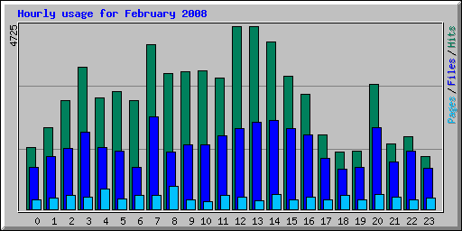 Hourly usage for February 2008