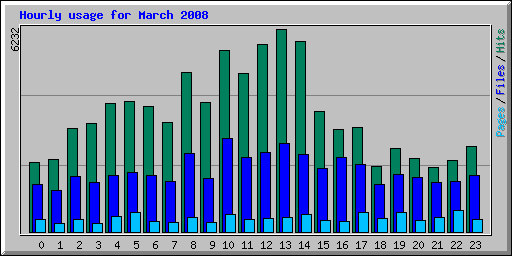 Hourly usage for March 2008