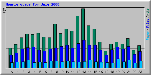 Hourly usage for July 2008