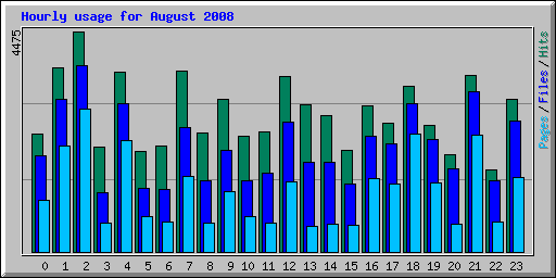 Hourly usage for August 2008